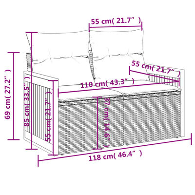 vidaXL Salon de jardin 8 pcs avec coussins gris résine tressée