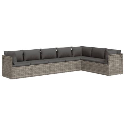 vidaXL Salon de jardin 7 pcs avec coussins Gris Résine tressée