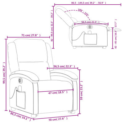 vidaXL Fauteuil inclinable de massage électrique Gris foncé Tissu