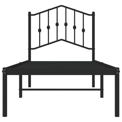 vidaXL Cadre de lit métal sans matelas avec tête de lit noir 75x190 cm