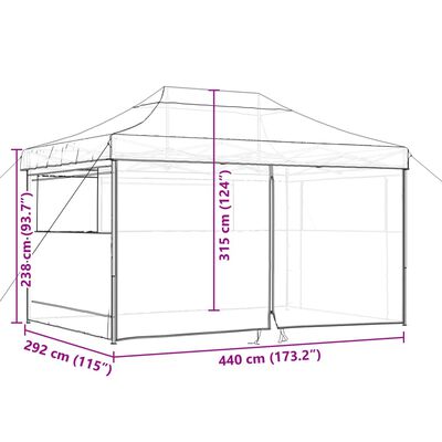 vidaXL Tente de réception pliable escamotable avec 4 parois latérales