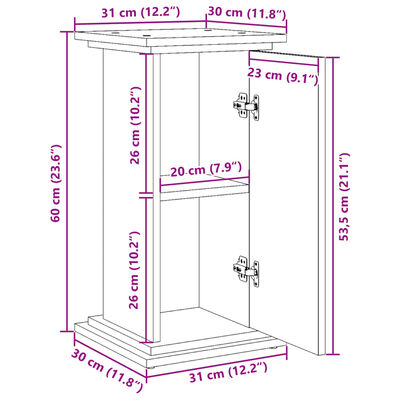 vidaXL Piédestal avec rangement vieux bois bois d'ingénierie