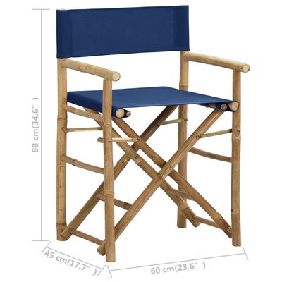 vidaXL Chaises pliables de directeur lot de 2 Bleu Bambou et tissu