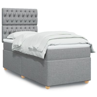 vidaXL Sommier à lattes de lit avec matelas Gris clair 90x200 cm Tissu