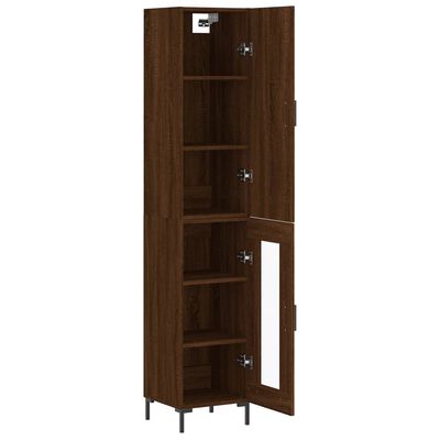 vidaXL Buffet haut Chêne marron 34,5x34x180 cm Bois d'ingénierie