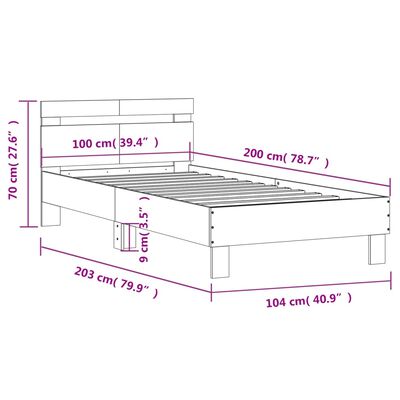 vidaXL Cadre de lit sans matelas avec tête de lit 100x200 cm