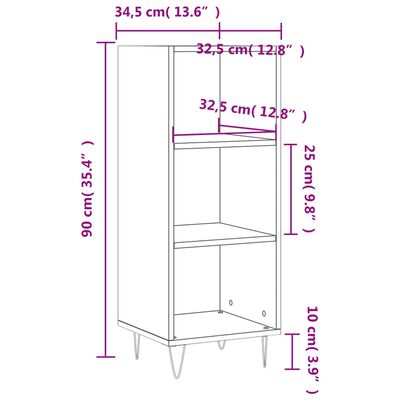 vidaXL Buffet chêne fumé 34,5x32,5x90 cm bois d'ingénierie