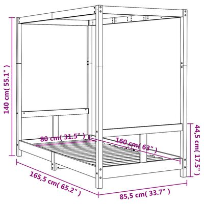 vidaXL Cadre de lit pour enfant 80x160 cm bois de pin massif