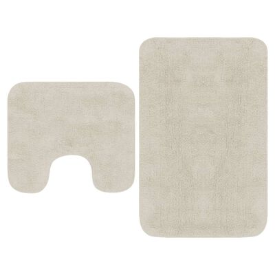 vidaXL Jeu de tapis de salle de bain 2 pcs Tissu Blanc