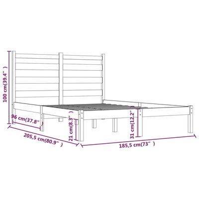 vidaXL Cadre de lit Blanc Bois de pin massif 180x200 cm Super King