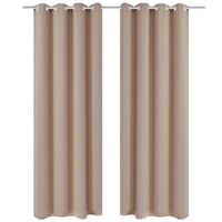 vidaXL Rideau occultant 2 pcs avec œillets métalliques 135x175cm Crème