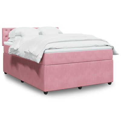 vidaXL Sommier à lattes de lit avec matelas Rose 140x200 cm Velours