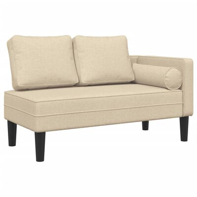 vidaXL Chaise longue avec coussins crème tissu