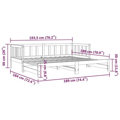 vidaXL Lit de jour et lit gigogne sans matelas 90x190 cm bois massif