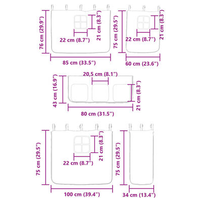 vidaXL Lit superposé sans matelas avec toboggan blanc noir 80x200 cm