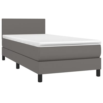 vidaXL Sommier à lattes de lit et matelas et LED Gris 90x190 cm