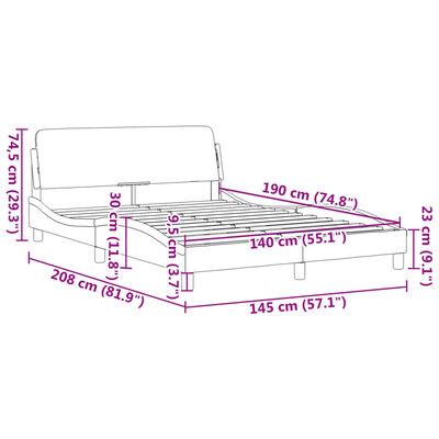 vidaXL Cadre de lit et tête de lit sans matelas bleu 140x190cm velours