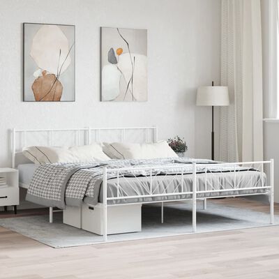 vidaXL Cadre de lit métal sans matelas et pied de lit blanc 193x203 cm