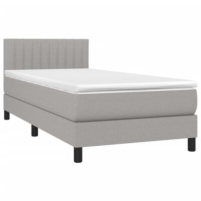 vidaXL Sommier à lattes de lit avec matelas Gris clair 90x200 cm Tissu