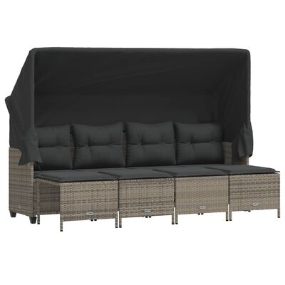 vidaXL Salon de jardin 5 pcs avec coussins gris résine tressée