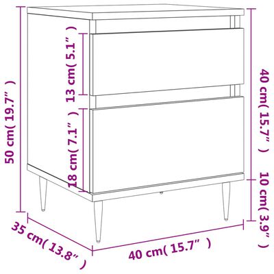 vidaXL Tables de chevet 2 pcs chêne sonoma 40x35x50 cm bois ingénierie