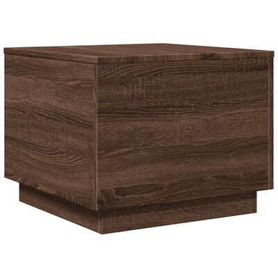 vidaXL Table basse avec lumières LED chêne marron 50x50x40 cm