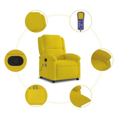 vidaXL Fauteuil de massage inclinable jaune velours