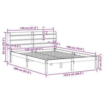 vidaXL Cadre de lit sans matelas blanc 120x190 cm bois de pin massif