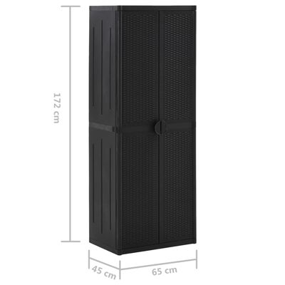 vidaXL Armoire de rangement de jardin Noir 65x45x172 cm PP Rotin