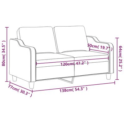 vidaXL Canapé à 2 places Crème 120 cm Tissu