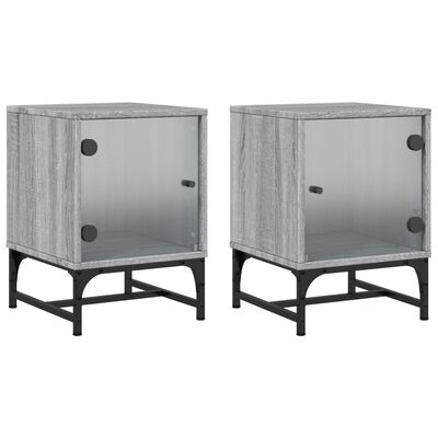 vidaXL Tables de chevet et portes vitrées 2 pcs sonoma gris 35x37x50cm