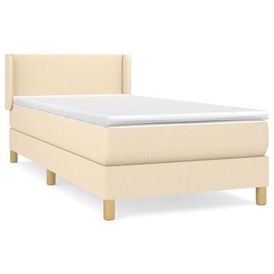 vidaXL Sommier à lattes de lit avec matelas Crème 100x200 cm Tissu