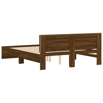 vidaXL Cadre de lit avec LED sans matelas chêne marron 160x200 cm