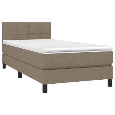 vidaXL Sommier à lattes de lit avec matelas LED Taupe 90x200 cm Tissu