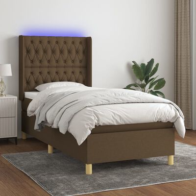 vidaXL Sommier à lattes de lit matelas et LED Marron foncé 100x200cm