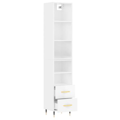 vidaXL Buffet haut Blanc brillant 34,5x34x180 cm Bois d'ingénierie