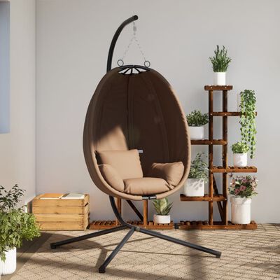 vidaXL Chaise suspendue en forme d'œuf et support taupe tissu et acier