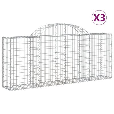 vidaXL Paniers à gabions arqués 3 pcs 200x30x80/100 cm Fer galvanisé