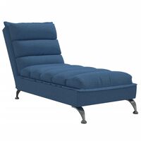 vidaXL Chaise longue avec coussins bleu tissu