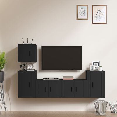 vidaXL Ensemble de meubles TV 5 pcs Noir Bois d'ingénierie