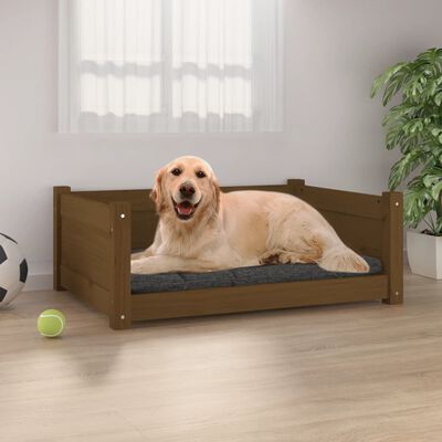 vidaXL Lit pour chien Marron miel 75,5x55,5x28 cm Bois de pin solide