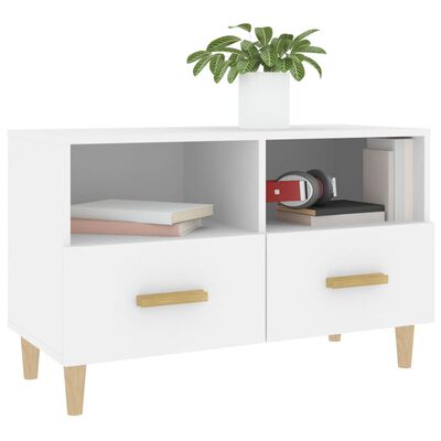 vidaXL Meuble TV Blanc 80x36x50 cm Bois d'ingénierie