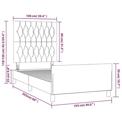 vidaXL Cadre de lit avec tête de lit Rose 100x200 cm Velours