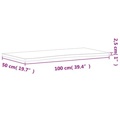 vidaXL Dessus de bureau 100x(45-50)x2,5 cm bois massif de hêtre