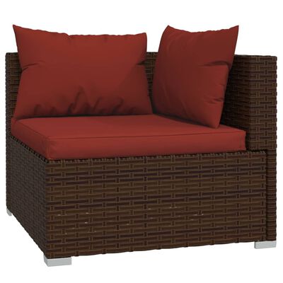 vidaXL Salon de jardin 11 pcs avec coussins Résine tressée Marron