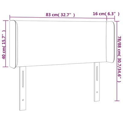 vidaXL Tête de lit avec oreilles Noir 83x16x78/88 cm Similicuir