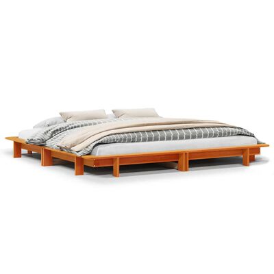 vidaXL Cadre de lit sans matelas cire marron 160x200cm bois pin massif