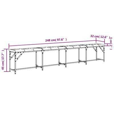 vidaXL Banc à manger gris foncé 248x32x45 cm acier et tissu