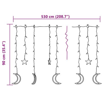 vidaXL Guirlande lumineuse étoile et lune avec télécommande 345 LED