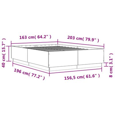 vidaXL Cadre de lit sonoma gris 160x200 cm bois d'ingénierie